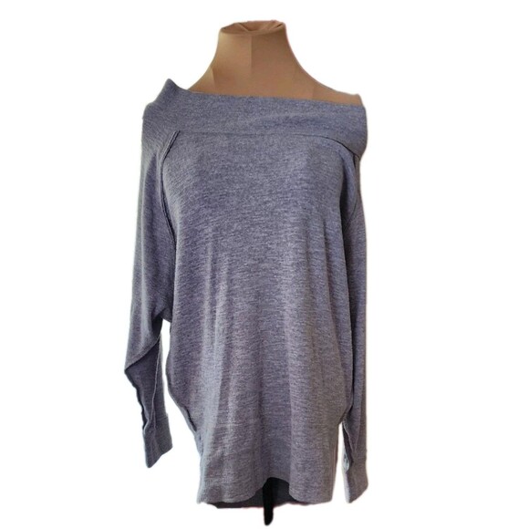 Free People We The Free Off The Shoulder Gray Sweatshirt Women's Medium - Picture 1 of 7